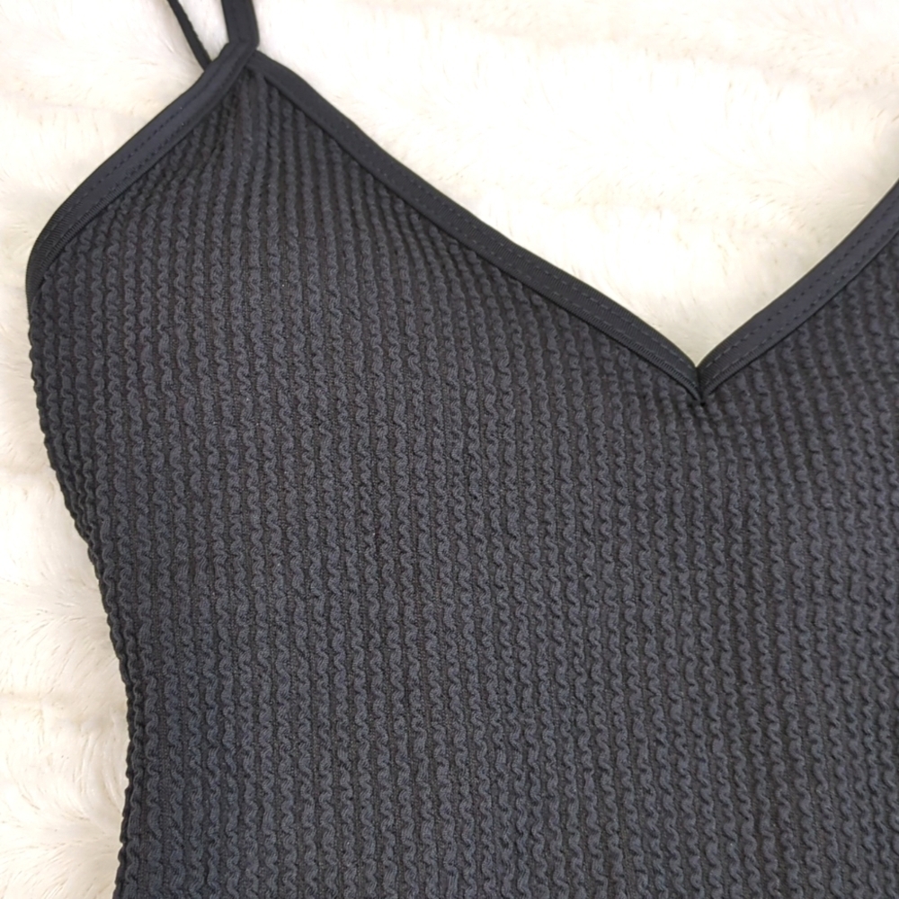No Boundaries Juniors One Piece Black Crinkle Textured Swimsuit NWT - Picture 5 of 12